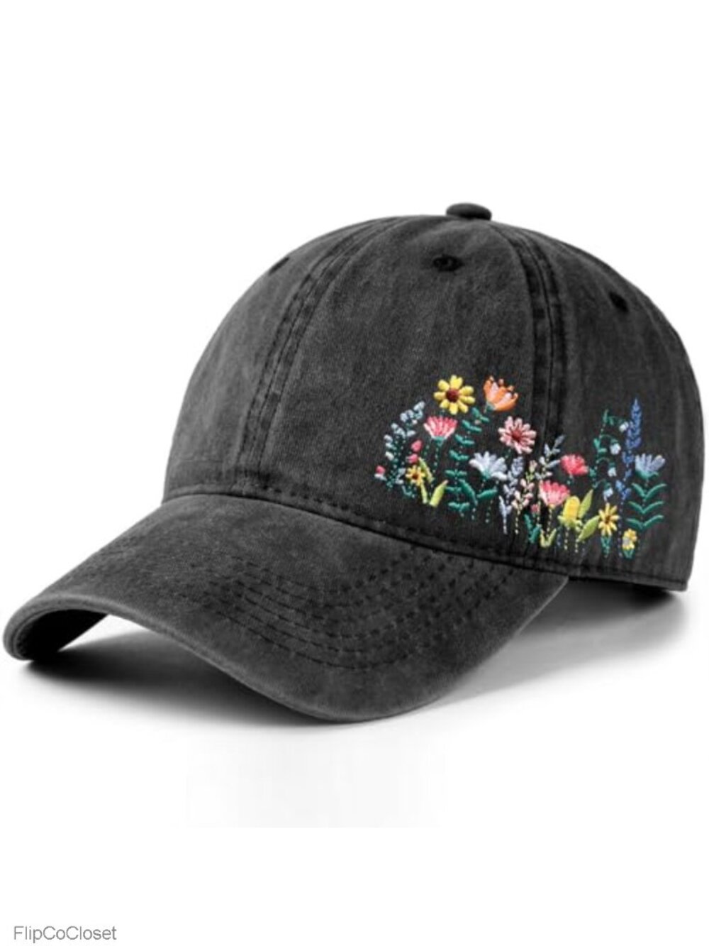 Floral Embroidered Baseball Cap Adjustable Women Men Flower Lover Gift